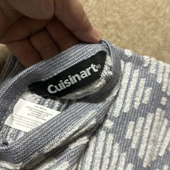 CUISINART Bearing Sea Gray White Bleach Friendly Cotton Tea Kitchen Towels 2 pk - Picture 7 of 8